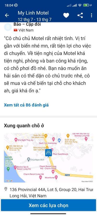 My Linh Motel 976 Duong Vo Thi Sau Long Hai Zewnętrze zdjęcie